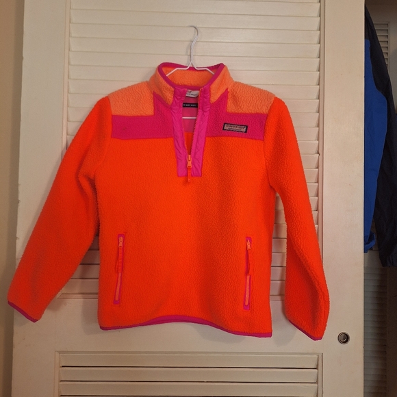 Vineyard Vines Kids Orange and Pink Quarter-Zip - Picture 2 of 6